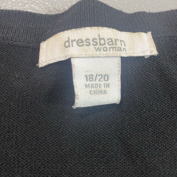 DRESSBARN Embroidered Cardigan Sweater Beaded Floral Button Womens 18 20 Black - Picture 3 of 12